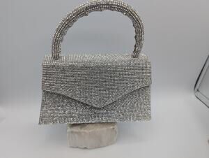 Sparkling Silver Rhinestone Clutch Evening Bag Women's Handbag with Chain Strap
